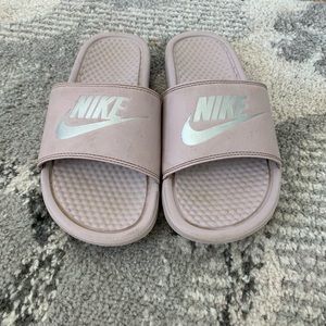 Pink nike slides